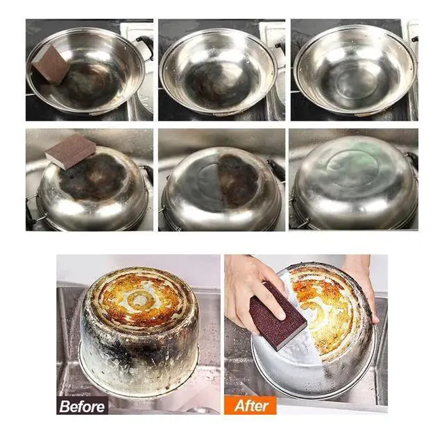 Alt view image 7 of 7 - 5 Pack Emery Magic Wipe Sponge, Nano Carborundum Sponge, Emery Sponge Brush Eraser Scrub, Pot Scrubber Scouring Pad Kitchen Magic Cleaning Sponge for Removing Rust Cleaning Pots and Pans