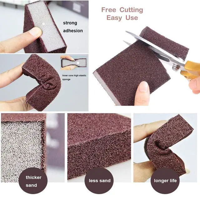 Alt view image 6 of 7 - 5 Pack Emery Magic Wipe Sponge, Nano Carborundum Sponge, Emery Sponge Brush Eraser Scrub, Pot Scrubber Scouring Pad Kitchen Magic Cleaning Sponge for Removing Rust Cleaning Pots and Pans