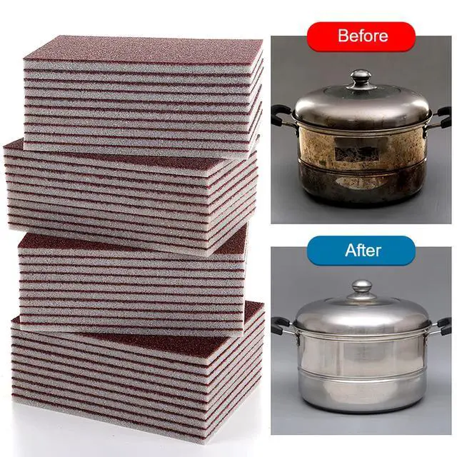 Alt view image 2 of 7 - 20pcs Nano Carborundum Sponge, Emery Sponge Brush Clean Eraser Scrub, Kitchen Magic Cleaning Sponge for Removing Rust Cleaning Pots and Pans, Household Cleaning Tool