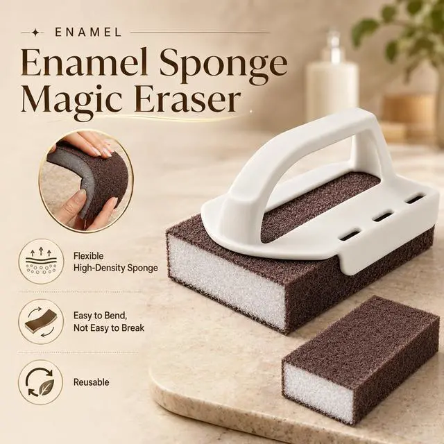 Alt view image 2 of 7 - Magic Emery Cleaning Sponge, 2026 New Nano Carborundum Emery Sponge Scrubber, Rust Remover & Descaling Eraser, Carbide Cleaning Brush BBQ Grill, Pots and Pans (1 Handle+5 Sponge)