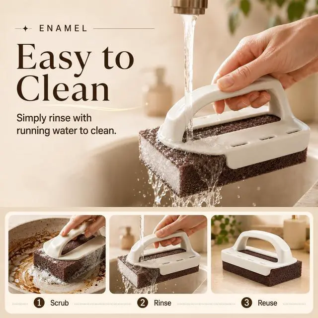 Alt view image 5 of 7 - Magic Emery Cleaning Sponge, 2026 New Nano Carborundum Emery Sponge Scrubber, Rust Remover & Descaling Eraser, Carbide Cleaning Brush BBQ Grill, Pots and Pans (1 Handle+5 Sponge)