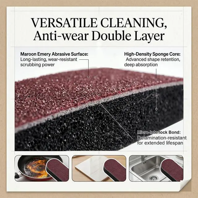 Alt view image 3 of 7 - 5 Pack Magic Sponges Cleaning Eraser, Carborundum Sponge, Multi-Functional Cleaning Sponges, Rust Foam Cleaning EraserSuitable for pots, Kitchen, Tiled Wall and Sink