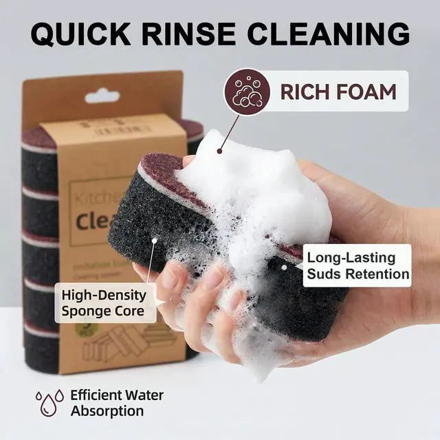 Alt view image 4 of 7 - 5 Pack Magic Sponges Cleaning Eraser, Carborundum Sponge, Multi-Functional Cleaning Sponges, Rust Foam Cleaning EraserSuitable for pots, Kitchen, Tiled Wall and Sink