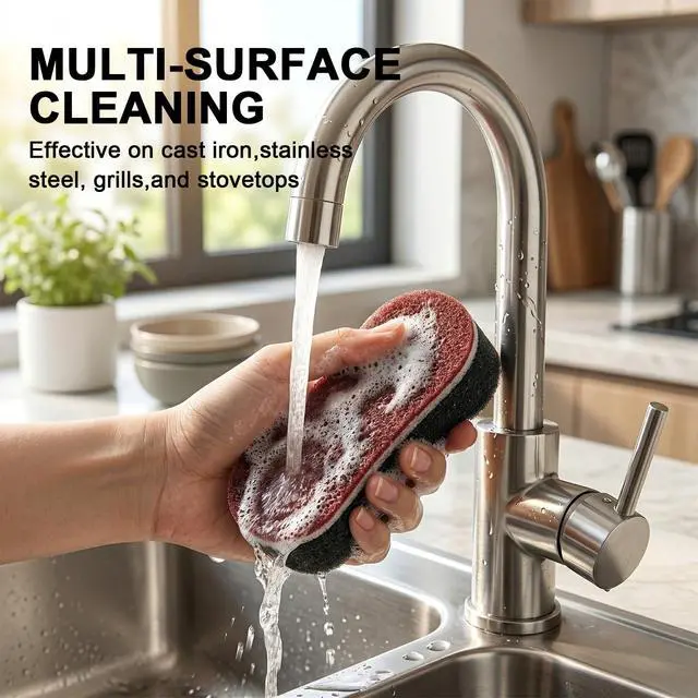 Alt view image 7 of 7 - 5 Pack Magic Sponges Cleaning Eraser, Carborundum Sponge, Multi-Functional Cleaning Sponges, Rust Foam Cleaning EraserSuitable for pots, Kitchen, Tiled Wall and Sink