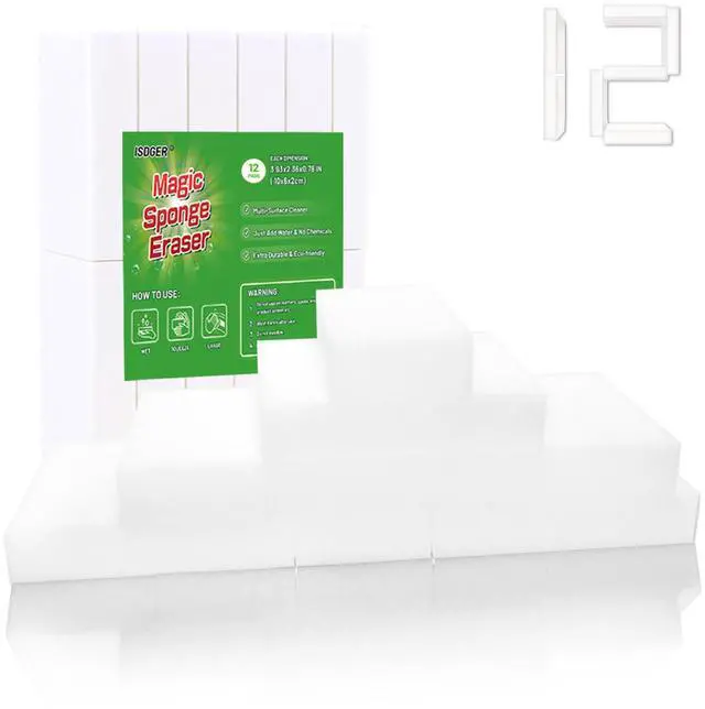 Main image of Magic Sponge Eraser, 12 Pack Melamine Sponge, GRS Certified