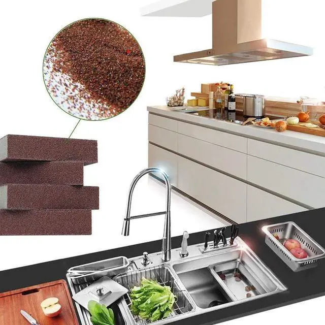Alt view image 4 of 5 - 10 Pack Carborundum Sponges Nano Magic Emery Cleaning Sponge Rust Sponge for Pots and Pans Rust Remover Carborundum Nano Sponge