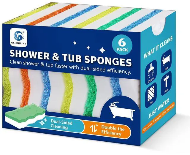 Main image of Magic Sponges Eraser for Bathroom, 6 Pack Dual-Sided Cleaning Melamine Sponge & Temperature-Responsive Scrubber for Tub, Shoes, Kitchen, Wall