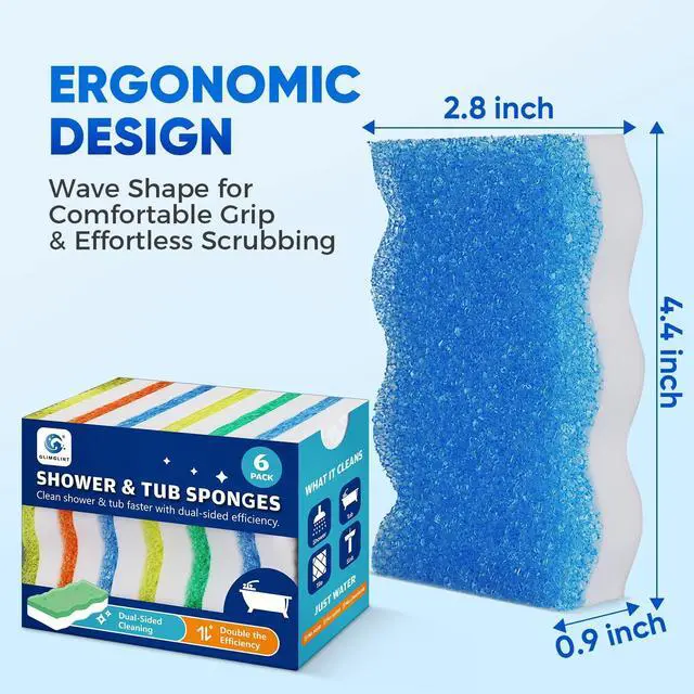 Alt view image 5 of 7 - Magic Sponges Eraser for Bathroom, 6 Pack Dual-Sided Cleaning Melamine Sponge & Temperature-Responsive Scrubber for Tub, Shoes, Kitchen, Wall
