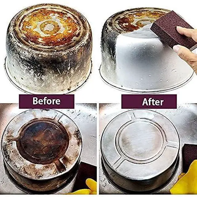 Alt view image 2 of 6 - 10 Pack Nano Carborundum Sponges Elite Nano Emery Sponges Cleaning Pads Carborundum Brusher and Rust Sand Scrubbers for Kitchen Cleaning Pots and Pans