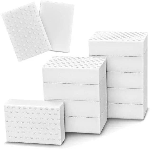 Main image of 10 Pack Magic Sponge Eraser 3X Thick and Long Lasting Melamine Cleaning Sponges in Bulk - Multi Surface Scrubber Foam Cleaning Pads - Bathtub, Floor, Baseboard, Bathroom, Wall Cleaner 3.9*2.5*1.1in
