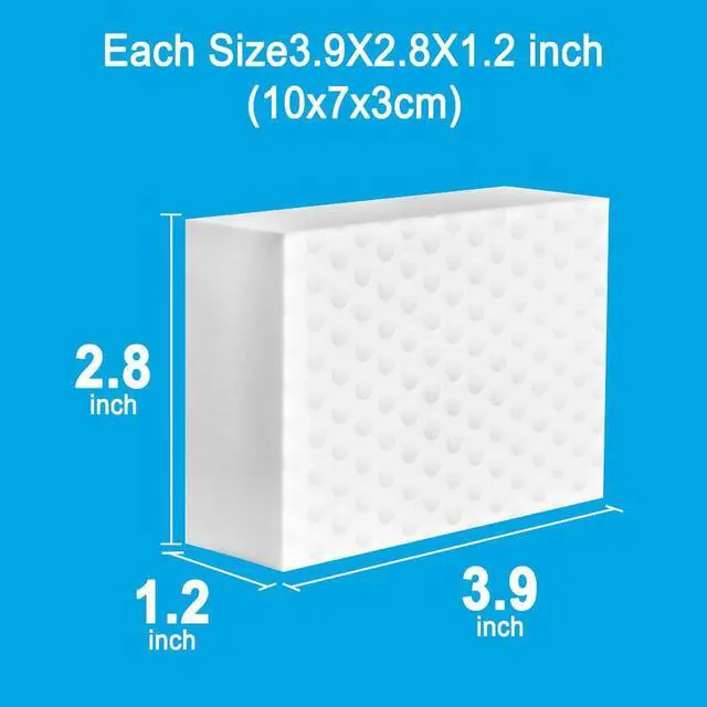 Alt view image 6 of 6 - 10 Pack Magic Sponge Eraser 3X Thick and Long Lasting Melamine Cleaning Sponges in Bulk - Multi Surface Scrubber Foam Cleaning Pads - Bathtub, Floor, Baseboard, Bathroom, Wall Cleaner 3.9*2.5*1.1in