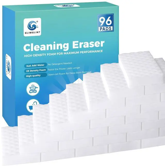 Main image of 96PK Magic Sponge Erasers, 2X Density Melamine Sponge Foam Pads, Household Cleaning Supplies Cleaner for Kitchen, Bathroom, Bathtub, Sink, Wall Cleaner, Furniture, Boat
