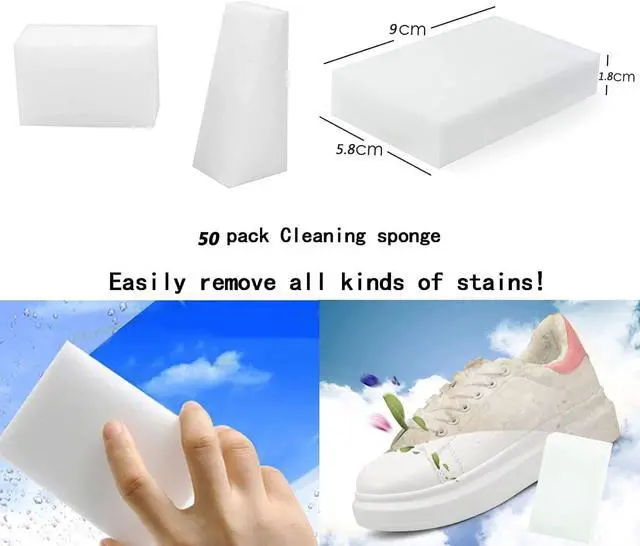 Alt view image 2 of 6 - 50 Pack Magic Cleaning Sponges Eraser,Multi-Functional Premium Melamine Sponge Foam Cleaning Pads,Dish,Household Cleaning Scrub Sponge for Kitchen,Furniture,Bathroom