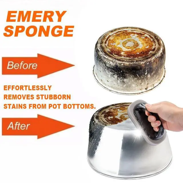 Alt view image 2 of 7 - Magic Carborundum Sponge - 8pcs Pot Cleaner for Bottom of Pans,Emery Pot Scrubbers,Carborundum Sponge,Magic Sponge Brush with Handle