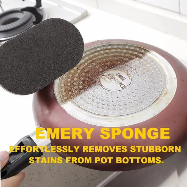 Alt view image 7 of 7 - Magic Carborundum Sponge - 8pcs Pot Cleaner for Bottom of Pans,Emery Pot Scrubbers,Carborundum Sponge,Magic Sponge Brush with Handle