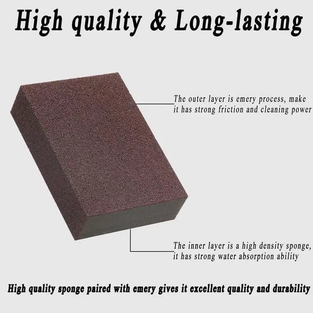 Alt view image 4 of 6 - 6 Pack Carborundum Nano Emery Sponge, Sanding Sponge Block, Rust Remover Tool, Household Cleaning Tools, Kitchen Cleaning Sponge, Grit 90