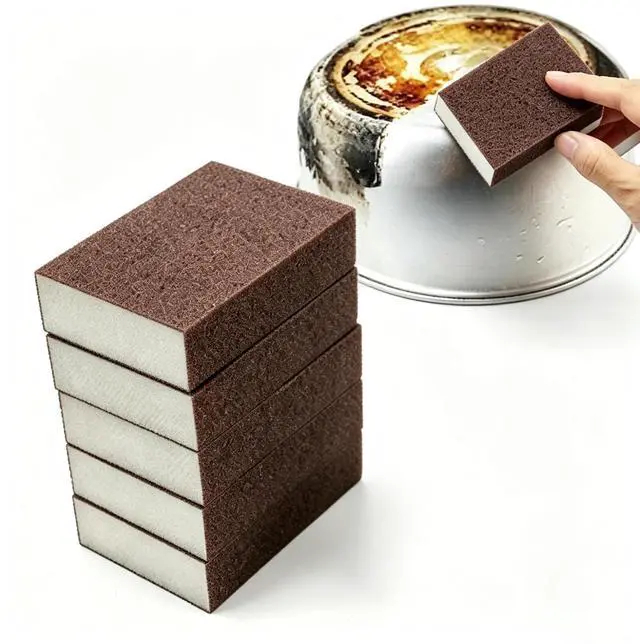 Main image of Magic Emery Wipe Sponge, Heavy Duty Kitchen Eraser, Emery Sponge Brush Eraser Scrub, Pot Scrubber Scouring Pad Kitchen Magic Cleaning Sponge for Removing Rust Cleaning Pots and Pans(5 Pack)