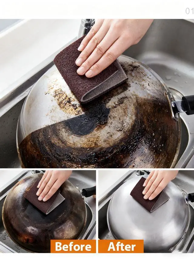 Alt view image 3 of 5 - Carborundum Sponge Nano Emery Sponge Brush Eraser Scrub Kitchen Cleaning for Removing Rust PotsHousehold Cleaning Tool (Dark brown-10pcs)