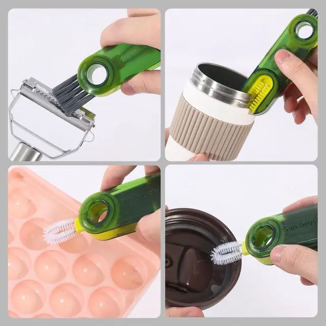 Alt view image 5 of 7 - 3 in 1 Cup Lid Gap Cleaning Brush Set, Multifunctional Insulation Bottle Cleaning Tools, Mutipurpose Tiny Silicone Cup Holder Cleaner, Home Kitchen Cleaning Tools