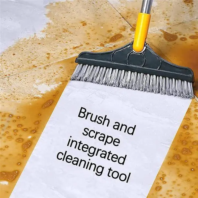 Alt view image 3 of 6 - 2 in 1 Floor Brush Scrubber with Long Handle Grout Brush 3 Poles 53.5'' New Upgrade Stiff Bristle Cleaning Scrub Brush with Squeegee 120°Rotating Tile Brush for Cleaning Bathroom Glass Patio Kitchen