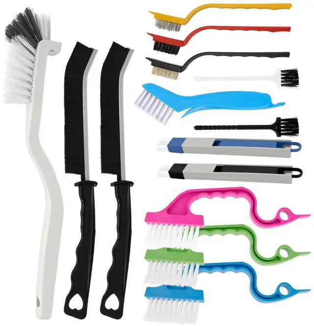 Main image of 15Pcs Crevice Cleaning Brush Set Hard Bristle Scrub Brushes Tools Groove Gap Cleaning Brush for Housekeeping Bathroom Corners Window Track Kitchen Toilet Cup Faucet