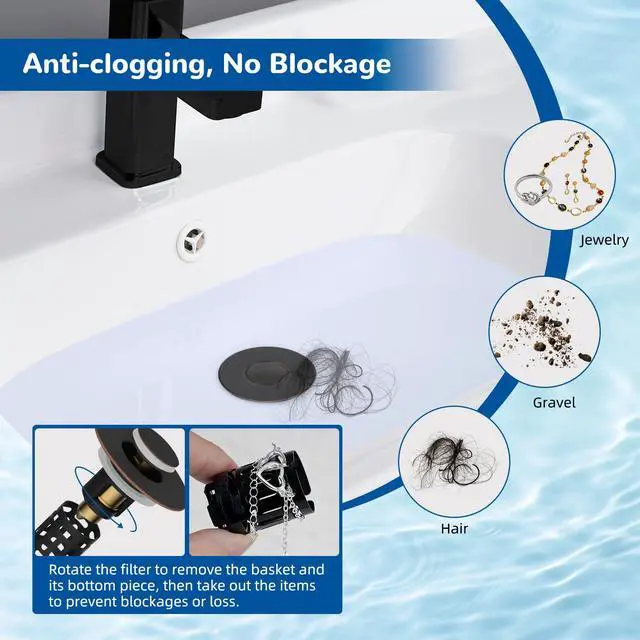 Alt view image 2 of 7 - Upgraded 3 in 1 Bathroom Sink Drain Strainer, Universal Pop Up Stopper with Removable Stainless Steel Filter Basket Hair Catcher, Sink Plug for 1.1''~2.36'' Basin, Oil-Rubbed Bronze