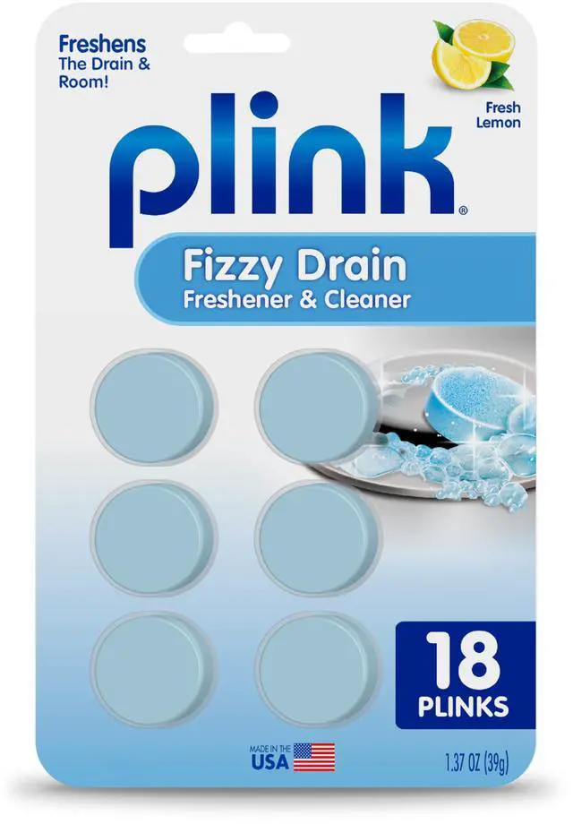 Main image of Fizzy Drain Cleaner and Freshener, Prevents Drain Clogs and Buildup, Removes Odors from Bathroom and Kitchen Sinks, Septic-Friendly, Made in the USA, Lemon Scent, 18 Tablets