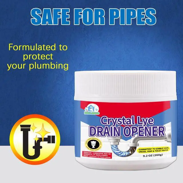 Alt view image 5 of 7 - BELL BIRD Crystal Lye Drain Opener, Lye Sodium Hydroxide, Unclogs Bathroom Kitchen Sinks, Shower Pipes & Toilets, Sink Drain Cleaner, Clog Remover for Clogged Drains Bathtub Pipes (1PCS)