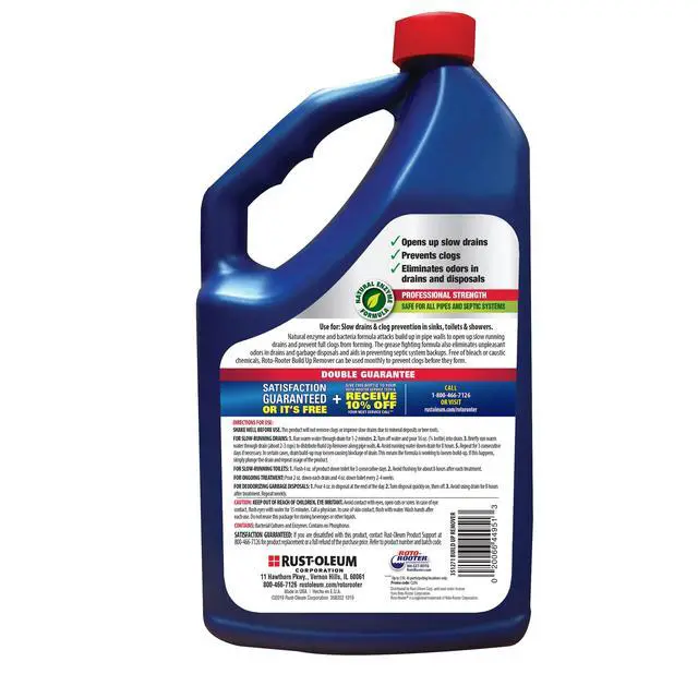 Alt view image 6 of 6 - Build-Up Remover Drain Cleaner, Enzyme-Based Formula Helps Prevent Clogs and Grease Buildup, Removes Odor, Safe for Septic Systems, Pipes, Toilets, Drains and Sinks, 64 oz