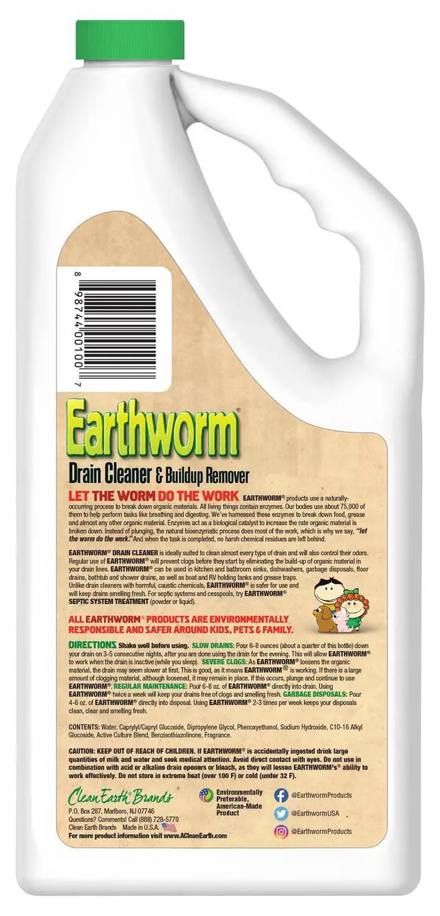 Alt view image 2 of 5 - Drain Cleaner - Clog Remover - Drain Opener/Deodorizer - Natural Enzymes, Safer for Families, Environmentally Responsible - 32 fl oz
