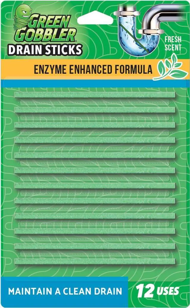 Main image of Drain Cleaner and Deodorizer Sticks with Enzymes - Maintain a Clean Drain, Safe for Pipes and Septic Tanks, Use Monthly - 12 Pack