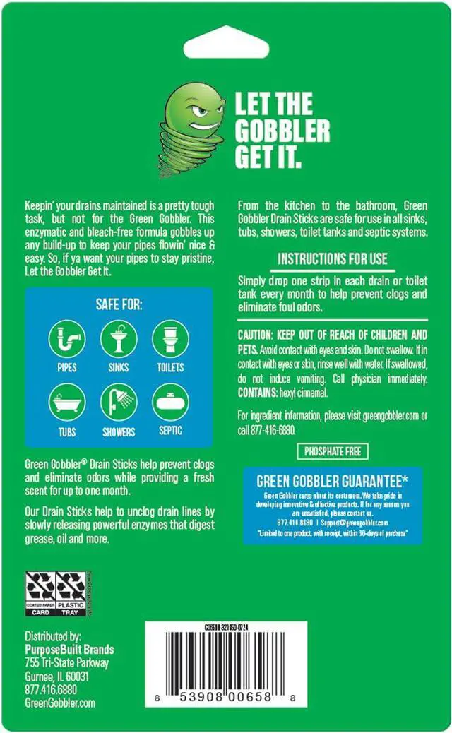 Alt view image 2 of 7 - Drain Cleaner and Deodorizer Sticks with Enzymes - Maintain a Clean Drain, Safe for Pipes and Septic Tanks, Use Monthly - 12 Pack