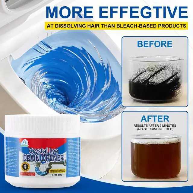 Alt view image 4 of 7 - BELL BIRD Drain Opener, 9.2oz Crystal Lye Sodium Hydroxide, Clog Remover for Sinks, Drains, Showers & Bathtubs, Heavy Duty Pipe Cleaner (1 PCS)