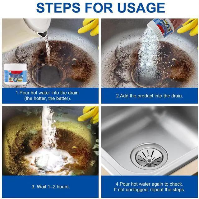 Alt view image 7 of 7 - BELL BIRD Drain Opener, 9.2oz Crystal Lye Sodium Hydroxide, Clog Remover for Sinks, Drains, Showers & Bathtubs, Heavy Duty Pipe Cleaner (1 PCS)