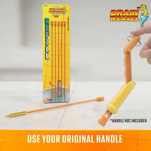 Alt view image 4 of 7 - Drain Weasel Refill for Sink Snake Hair Clog Remover, 5 Pack