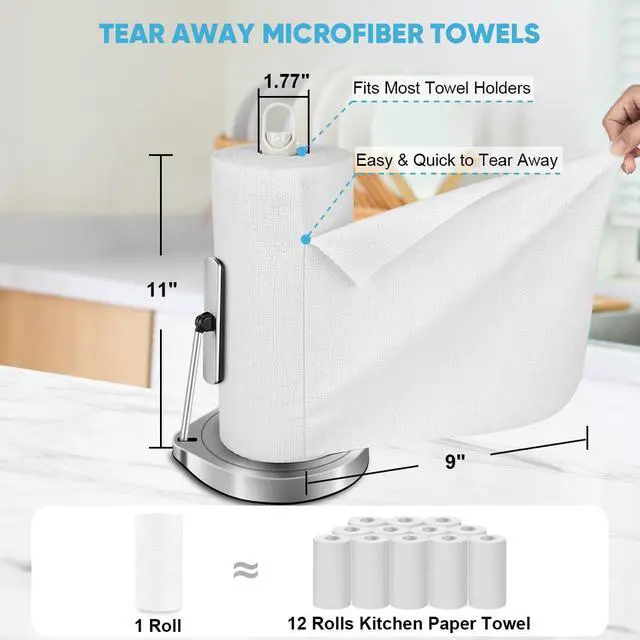 Alt view image 2 of 7 - Microfiber Cleaning Cloth Roll, White Shop Towels 55 Sheets Washable, Microfiber Towels for Cars, White Rags Reusable Paper Towel for Automotive, Workshop, House, Kitchen, Cleaning Supplies11×9"