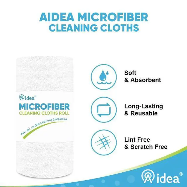 Alt view image 3 of 7 - Microfiber Cleaning Cloth Roll, White Shop Towels 55 Sheets Washable, Microfiber Towels for Cars, White Rags Reusable Paper Towel for Automotive, Workshop, House, Kitchen, Cleaning Supplies11×9"