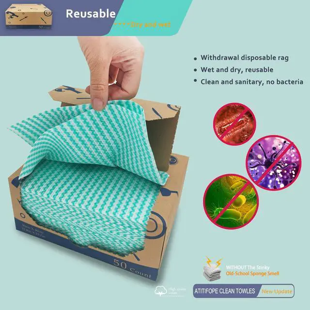 Alt view image 3 of 7 - Heavy Duty Wipes Dish Cloths 50Pieces Reusable Wipes Multi-use Cleaning Cloths Towels