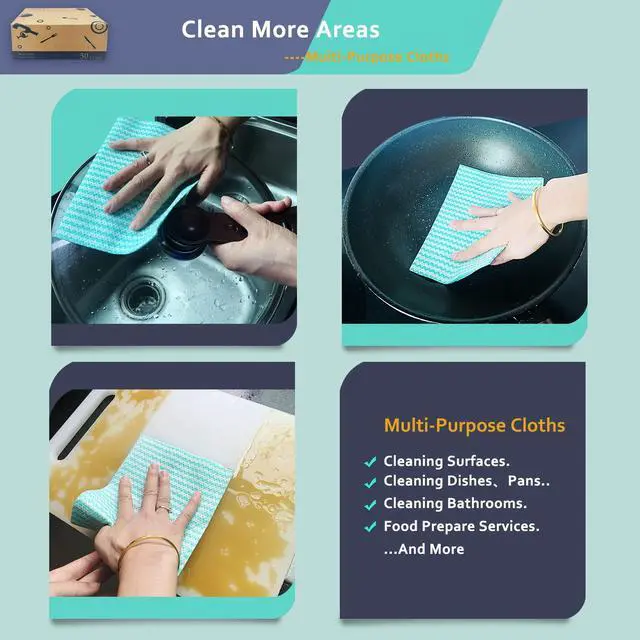 Alt view image 6 of 7 - Heavy Duty Wipes Dish Cloths 50Pieces Reusable Wipes Multi-use Cleaning Cloths Towels