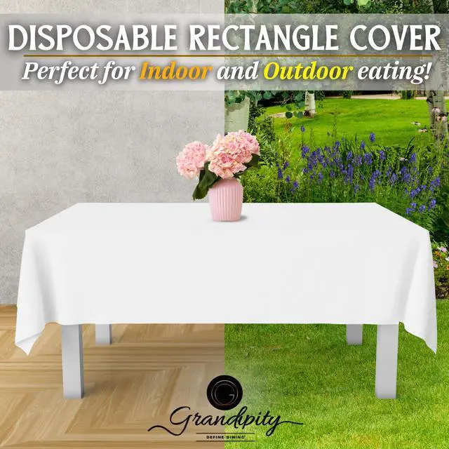 Alt view image 5 of 7 - 12 Pack Premium Disposable Plastic Tablecloth 54 Inch. x 108 Inch. with 0.3mm Thickness Table Cover - White