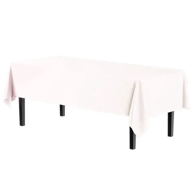 Alt view image 2 of 7 - Exquisite 6-Pack Premium Plastic Tablecloth 54in. x 108in. Rectangle Plastic Table Cover - White