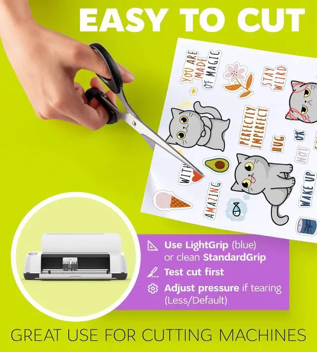 Alt view image 5 of 7 - Premium Printable Vinyl Sticker Paper for Inkjet Printer and Laser - 20 White Matte Sticker Paper Waterproof - Durability Adhesive Paper 8.5 x 11, Fast Dry, Holds Ink Well, Great for Cutting Machines