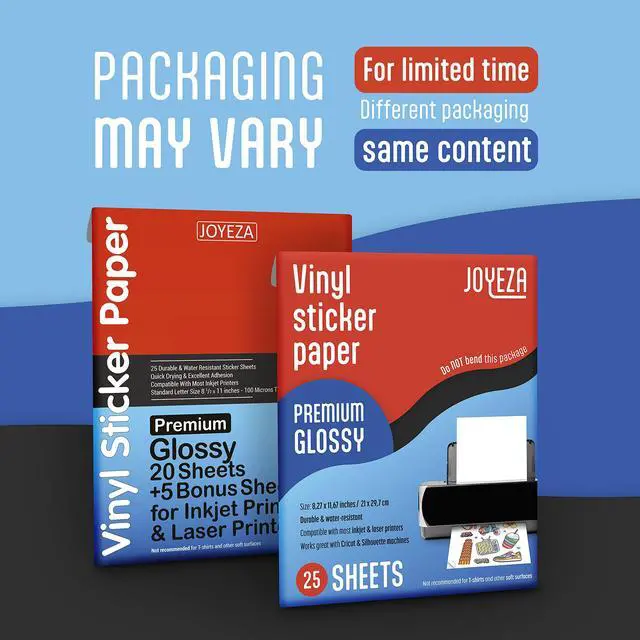 Alt view image 7 of 7 - Premium Printable Vinyl Sticker Paper for Inkjet Printer - 25 Sheets Glossy White Waterproof, Dries Quickly Vivid Colors, Holds Ink Well - Inkjet & Laser Printer