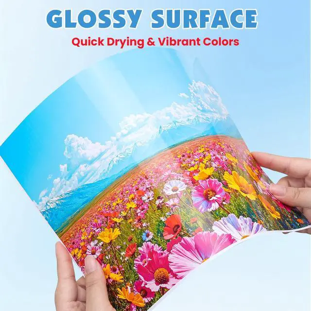 Alt view image 4 of 7 - 40 Sheets Glossy Sticker Paper, 8.5in x 11in Sticker Paper for Inkjet & Laser Printer, Self-adhesive Printable Sticker Papers, Vibrant Colors, Dries Quickly, US Letter Size