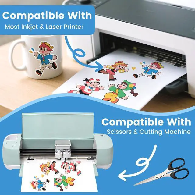 Alt view image 3 of 7 - 40 Sheets Glossy Sticker Paper, 8.5in x 11in Sticker Paper for Inkjet & Laser Printer, Self-adhesive Printable Sticker Papers, Vibrant Colors, Dries Quickly, US Letter Size