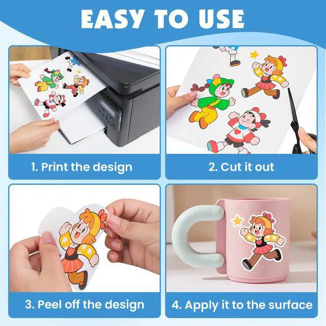 Alt view image 6 of 7 - 40 Sheets Glossy Sticker Paper, 8.5in x 11in Sticker Paper for Inkjet & Laser Printer, Self-adhesive Printable Sticker Papers, Vibrant Colors, Dries Quickly, US Letter Size