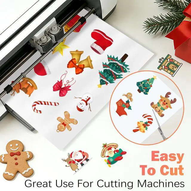 Alt view image 3 of 7 - 30 Sheets Premium Printable Vinyl Sticker, Vinyl Glossy White Waterproof Sticker, Suitable for Inkjet Printers, Dries Quickly, Vivid Colors, Tear Resistant, 8.5x11" Great for Cutting Machines