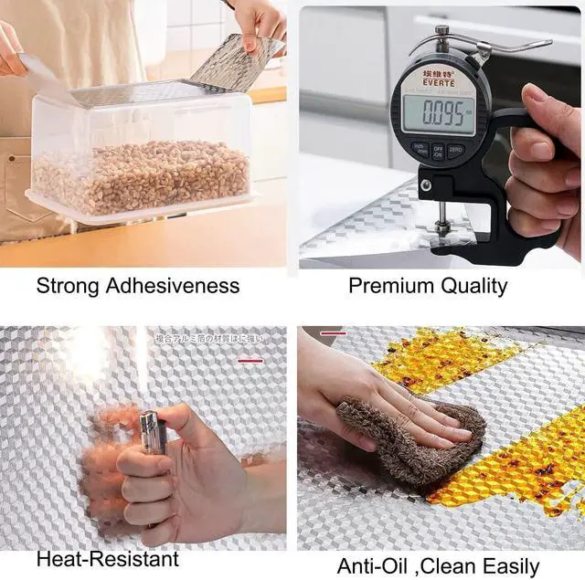 Alt view image 4 of 7 - Kitchen Wallpaper Oil Proof Sticker Aluminum Foil Backsplash Self-Adhesive Contact Paper Cabinet Liner Waterproof and Heat Resistant Peel and Stick Wallpaper(15.7X118 Inches)