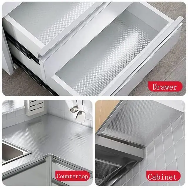 Alt view image 2 of 7 - Kitchen Wallpaper Oil Proof Sticker Aluminum Foil Backsplash Self-Adhesive Contact Paper Cabinet Liner Waterproof and Heat Resistant Peel and Stick Wallpaper(15.7X118 Inches)