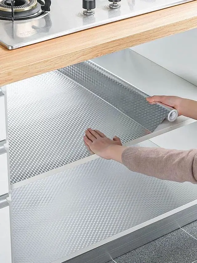 Alt view image 7 of 7 - Kitchen Wallpaper Oil Proof Sticker Aluminum Foil Backsplash Self-Adhesive Contact Paper Cabinet Liner Waterproof and Heat Resistant Peel and Stick Wallpaper(15.7X118 Inches)
